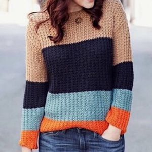 Anthropologie Sparrow Sweater Small Olaf Striped Colorblock Wool Knit